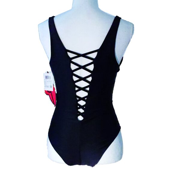 NWT: BonaFide One-Piece Trinity Swimsuit in Black - Picture 5 of 11
